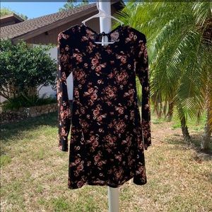 Black and floral long sleeve dress